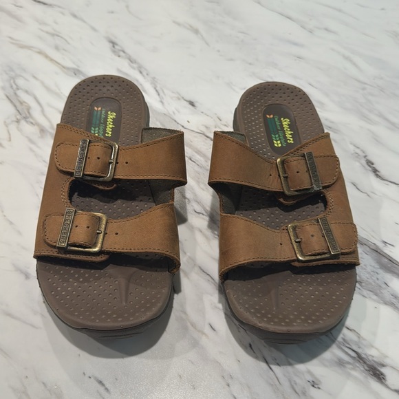 Skechers Women's Reggae Jammin Brown Leather Sandal Size‎ 7 - Picture 1 of 8